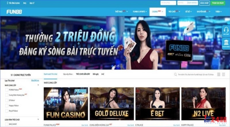 Tại FUN88 Casino có kho game với nhiều trò chơi nhận được nhiều lượt tìm kiếm mỗi ngày 