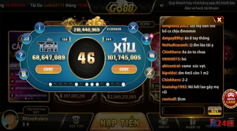 Việc mất tiền thưởng là điều không hề xuất hiện tại game tài xỉu ăn tiền GO88