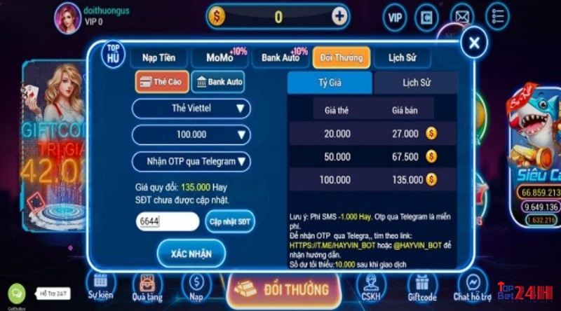 Hệ thống đổi thưởng tại Game Hay Club hiện đại