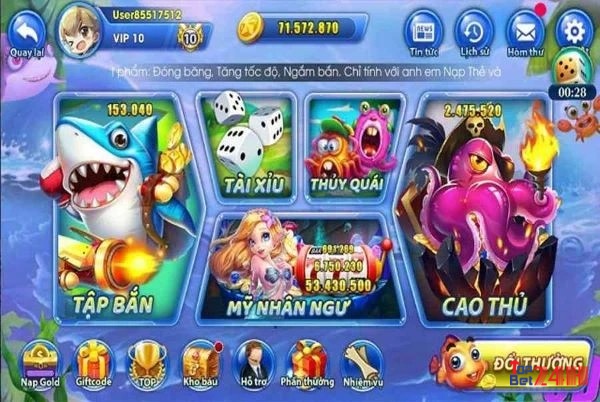 Đồ họa sinh động, hiệu ứng hấp dẫn trong game bắn cá