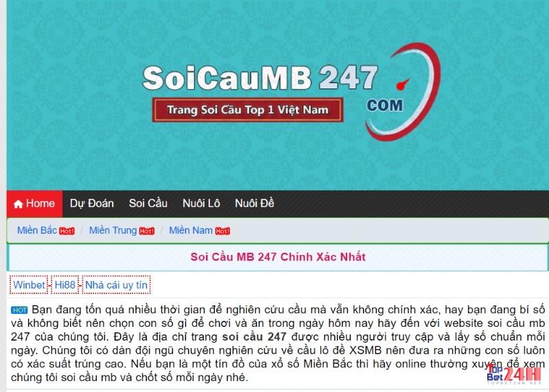 Giao diện của Soi cầu 247, kênh soi cầu xổ số hàng đầu Việt Nam