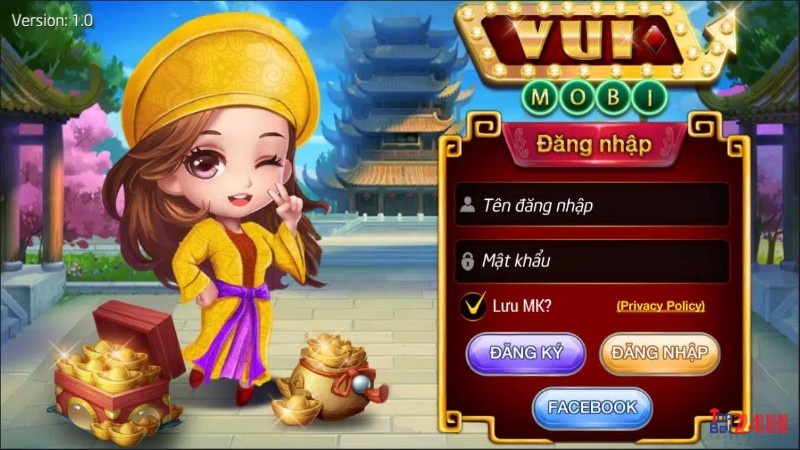 Giao diện vào game của cổng Game bài đổi thưởng Vui Mobi