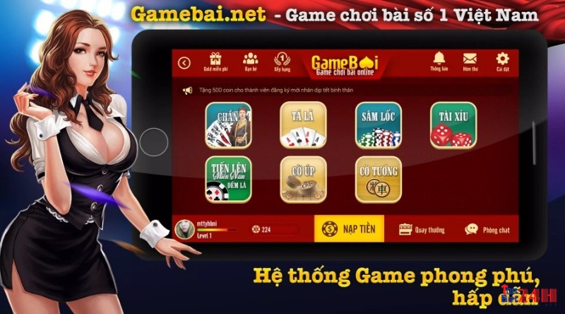 Hệ thống game phong phú tại ứng dụng Game bai net