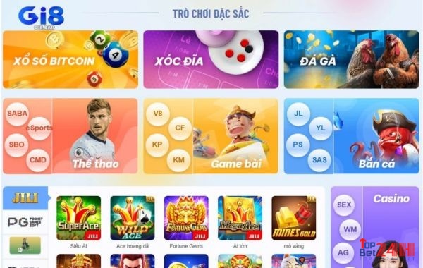  Gi8 tự hào với một kho game phong phú 