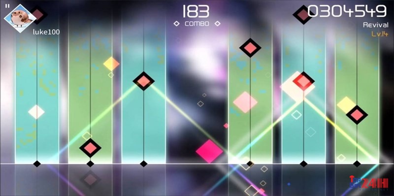Người chơi cần xử lý 4 loại nốt nhạc khác nhau xuất hiện trên màn hình